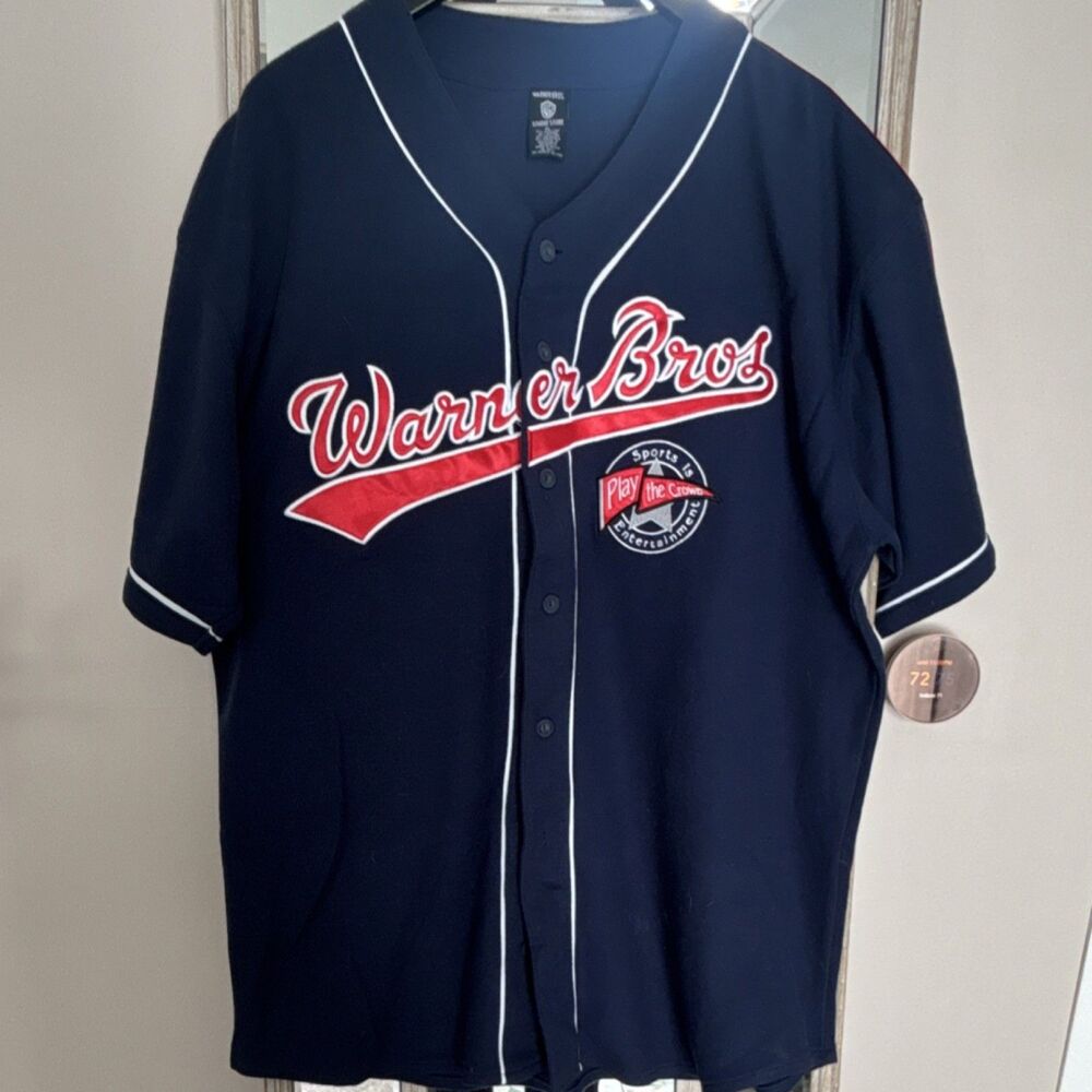 Warner Bros. Studio Store WB Sport Men's XL Navy Embroidered Baseball Jersey